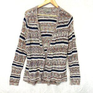Absolutely Famous Rainbow Open Cardigan Sweater Womens Medium Multicolor Knit